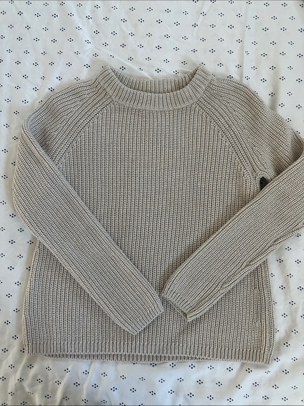 Quince Light Beige Crewneck Ribbed Knit Sweater
